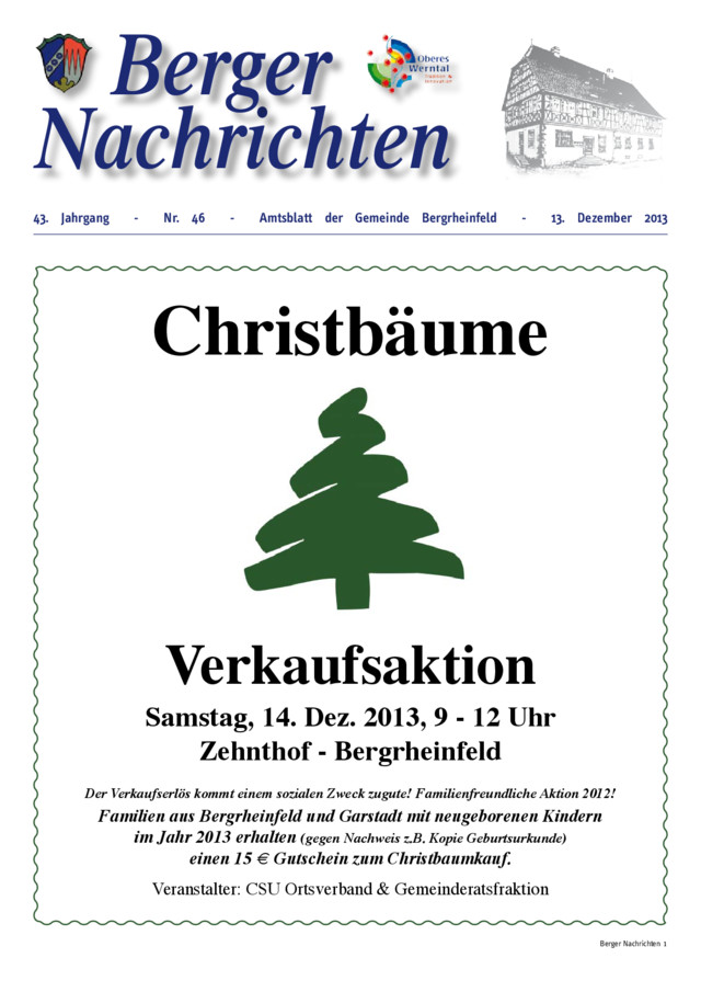 Titel Berger Nachrichten - Gemeindeblatt Bergrheinfeld