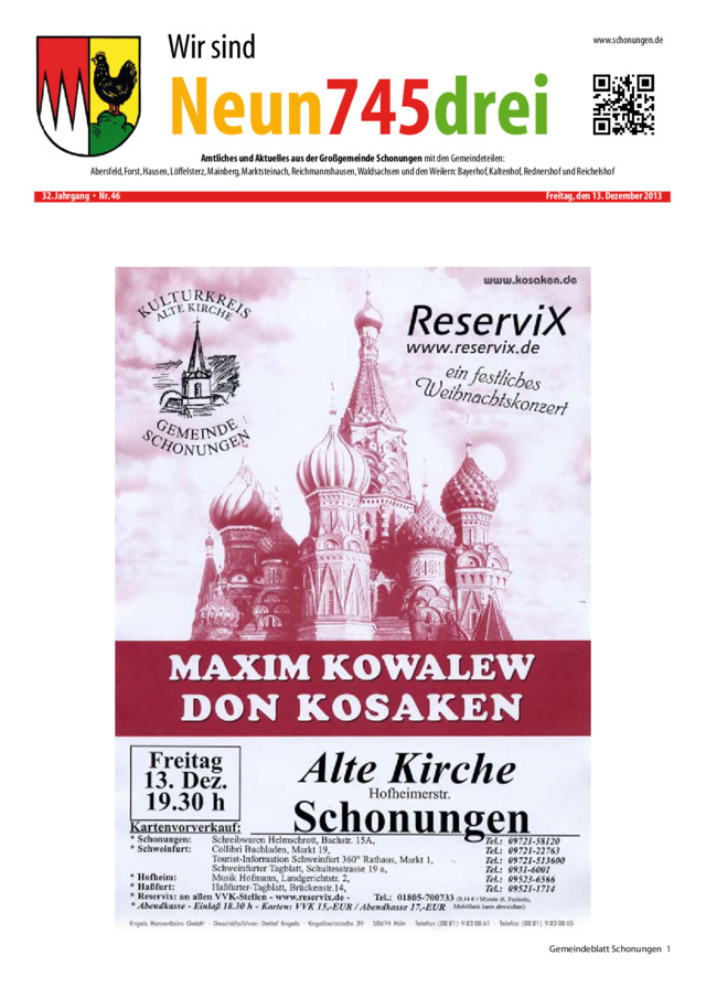 Titel Gemeindeblatt Schonungen