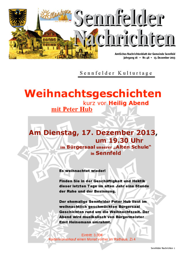 Titel Sennfelder Nachrichten - Gemeindeblatt Sennfeld