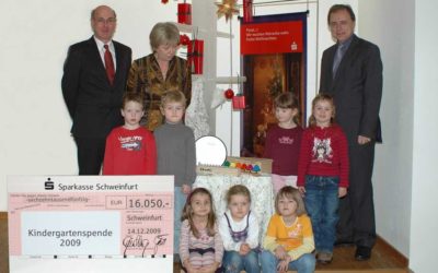 Sparkasse Schweinfurt unterstützt 107 Kindergärten mit insgesamt 16.050 Euro