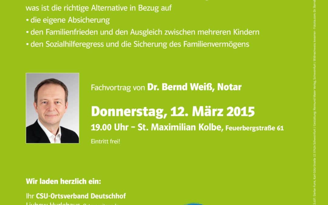 Fachvortrag: „Vererben oder verschenken?“