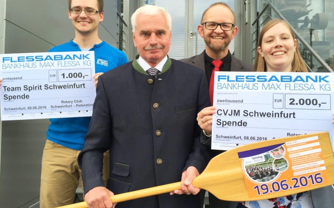 3.000 € vom rotarischen Schlauchbootrennen für Team Spirit und CVJM