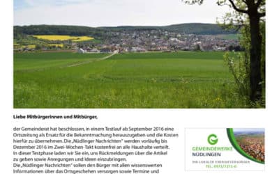 Neues Mitteilungsblatt: Nüdlinger Nachrichten