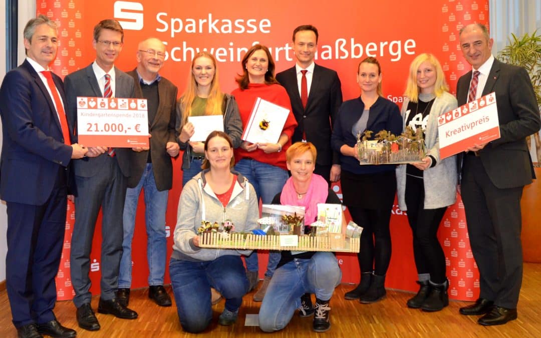 Sparkasse Schweinfurt-Haßberge unterstützt Kindergärten aus Stadt und Landkreis Schweinfurt mit 26.000 Euro