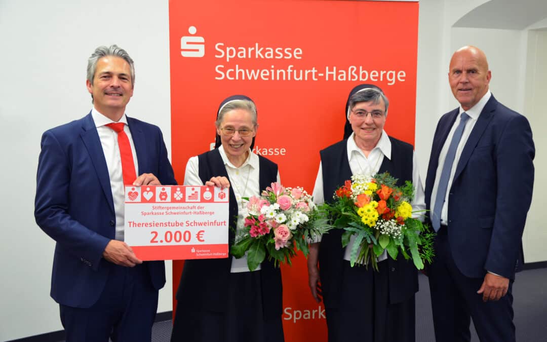 Gemeinsam Werte stiften: Sparkasse spendet 2.000 Euro aus der Stiftergemeinschaft an die Theresienstube der Erlöserschwestern