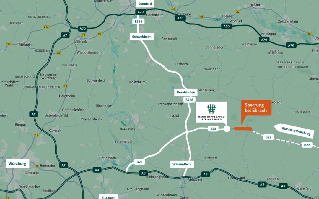 Wegen Baustelle: Geänderte Anfahrt zum Baumwipfelpfad Ebrach