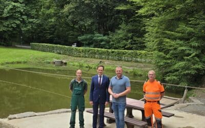 Tipp für die Sommerferien: Ausflug zum Waldspielplatz Hundelshausen Bauhof-Team des Landkreises Schweinfurt kümmert sich um Pflege und Wartung des Waldspielplatzes