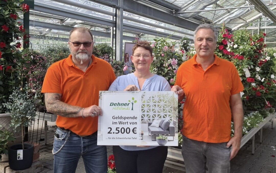 Dehner Hilfsfonds spendet 2.500 Euro an die Schweinfurter Tafel