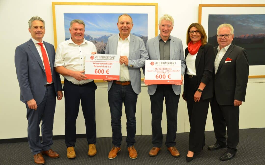 Gemeinsam Werte schaffen: Sparkasse spendet insgesamt 1.200 Euro aus der Stiftergemeinschaft an die Wissenswerkstatt und den AKI-Förderkreis