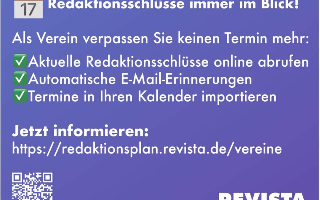 Neuer Service für Vereine: Nie wieder einen Redaktionsschluss verpassen