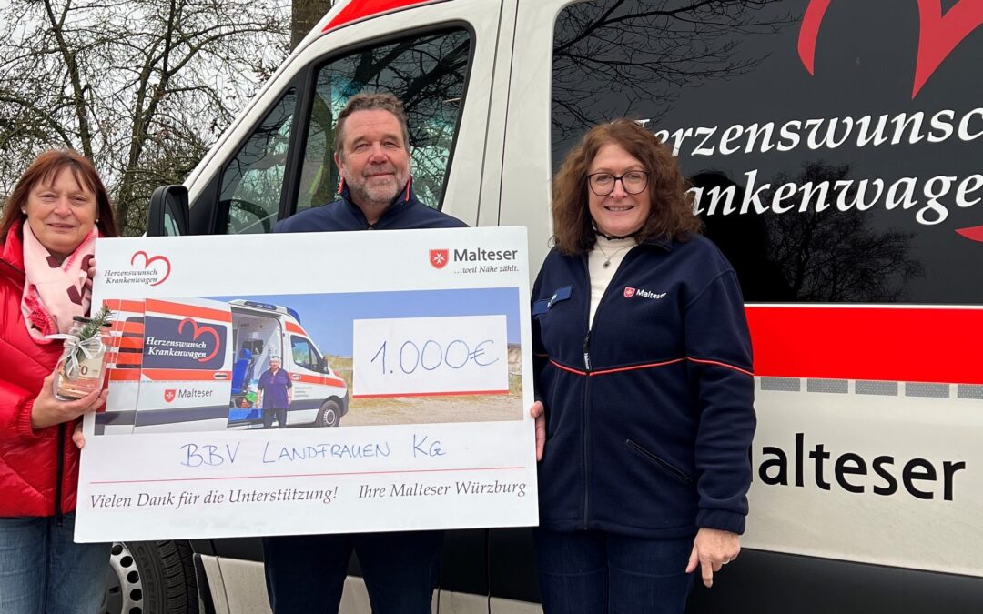 Landfrauen vom Landkreis Bad Kissingen spenden 1.000 Euro für den Malteser Herzenswunsch-Krankenwagen