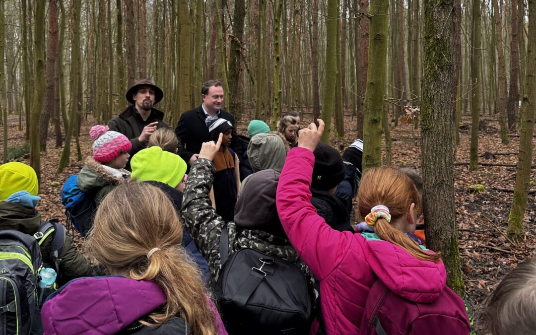 Schulkinder erkunden den Wald