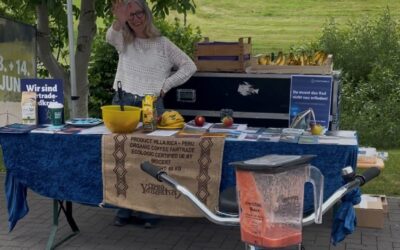 Erst treten, dann trinken – Bike-Mixer und Infostand zu Fairtrade bei der Droohdeseldour in Geroda