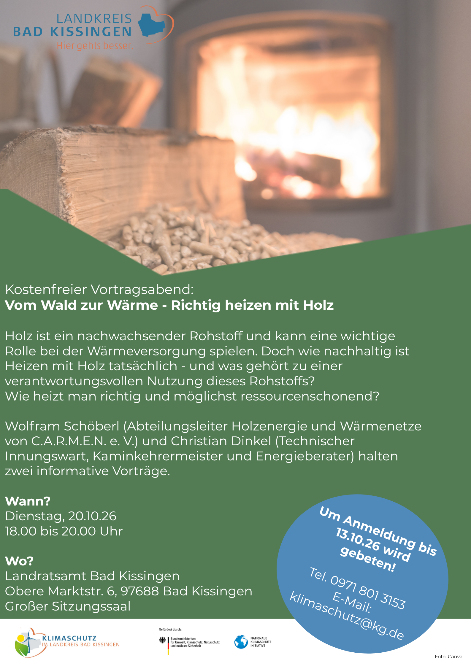 Vom Wald zur Wärme – Richtig heizen mit Holz Vortrag am 20. Oktober im Landratsamt