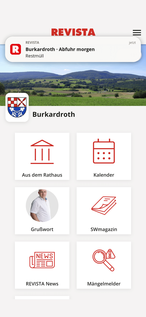 Erinnerung an die Müllabfuhr in der REVISTA-App
