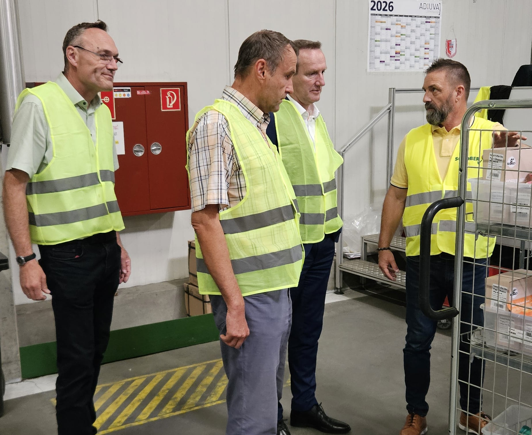 Landrat Michael Ziegler und Bürgermeister Stefan Seubert zu Besuch bei der Schober Logistik GmbH in Knetzgau