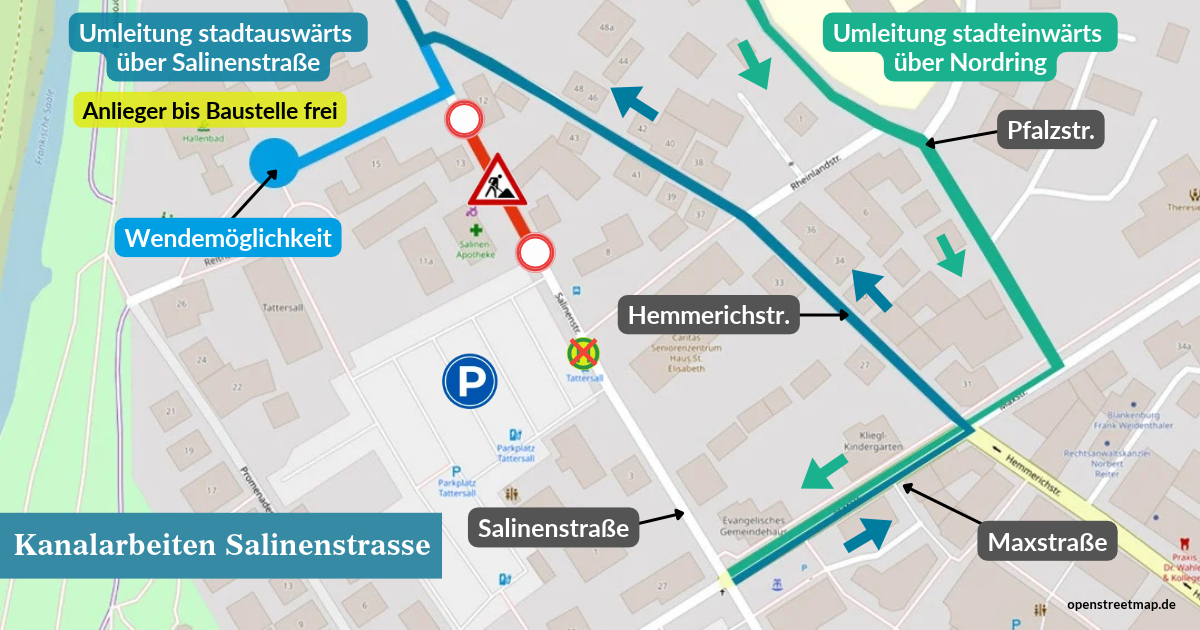 KANALARBEITEN IN DER SALINENSTRASSE Sofortmaßnahme mit Sperrung – So wird der Verkehr umgeleitet
